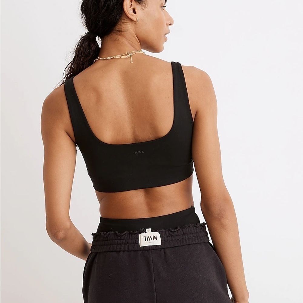 MADEWELL Black Flex Square Neck Sports Bra NEW Workout Exercise - Picture 3 of 10
